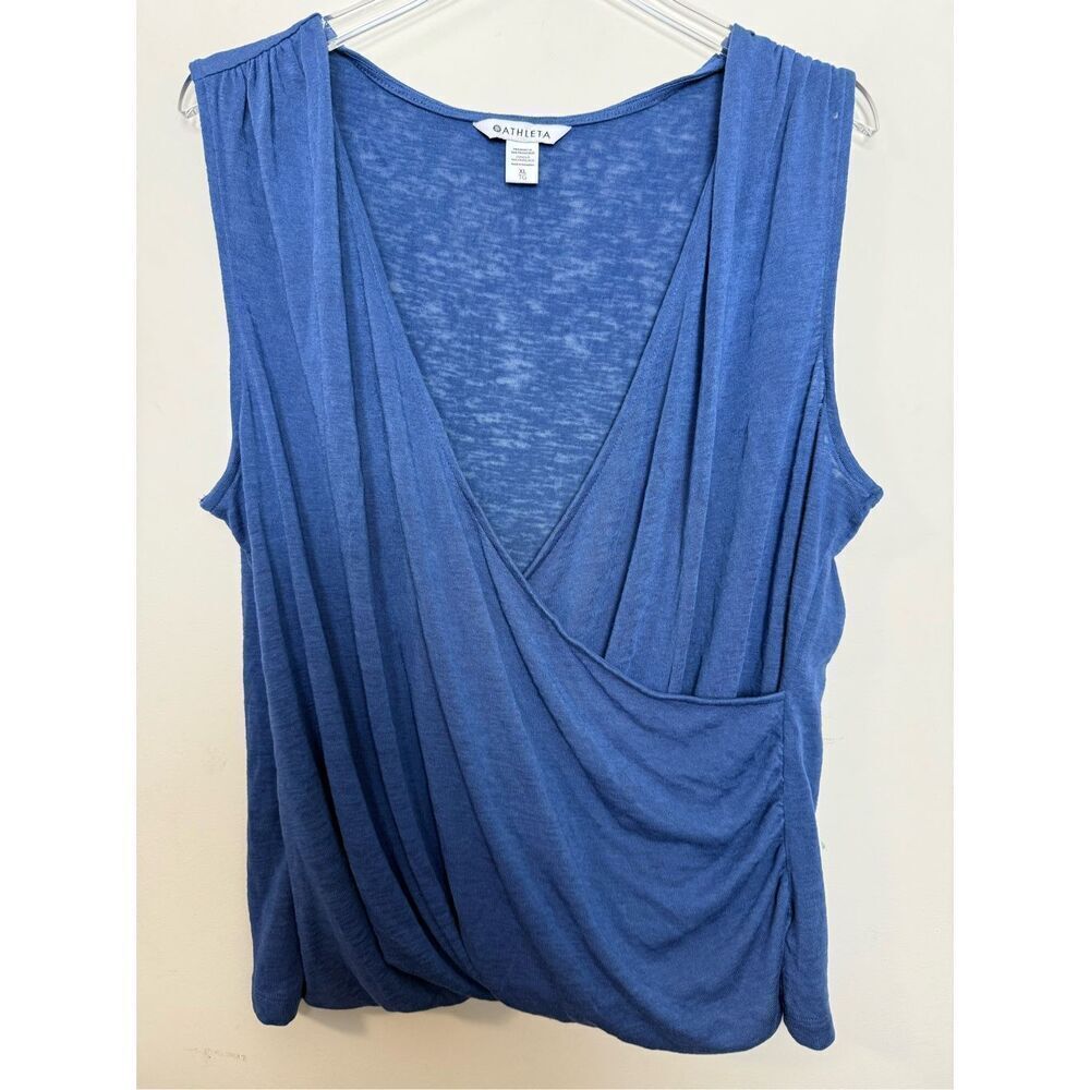 Athleta Breezy Wrap Tank XL Chrome Blue Coastal Beachy Athleisure